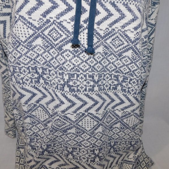 CHAPS womens 2XL White Navy Blue Aztec south west Cowl Neck Pullover Sweater - Picture 3 of 9